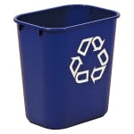 Rubbermaid Deskside "We Recycle" Container, 3 1/4 Gallons (12.3L), 12 1/8inH x 11 3/8inW x 8 1/4inD, Blue