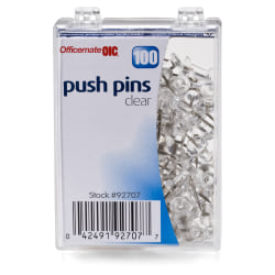 OIC Pushpins, Clear, Box Of 100