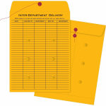 Business Source Ruled Interdepartmental Envelopes - Inter-department - #32 - 10in Width x 15in Length - 32 lb - String/Button - Kraft - 100 / Box - Brown Kraft