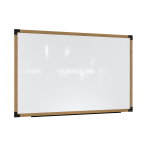 Ghent Prest Magnetic Dry-Erase Whiteboard, Porcelain, 50-1/4in x 62-1/4in, White, Natural Wood Frame