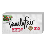 Vanity Fair Everyday Napkins, 2 Ply, 13in x 12-3/4in, White, 300 Per Pack, Case Of 8 Packs