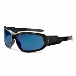 Ergodyne Skullerz Safety Glasses, Loki, Black Frame, Blue Mirror Lens