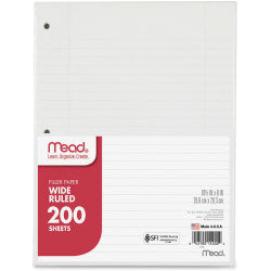 Office Depot Brand Quadrille-Ruled Notebook Filler Paper, 8in x 10 1/2in, White, Pack Of 80 Sheets