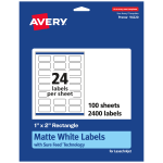 Avery Permanent Labels With Sure Feed, 94220-WMP100, Rectangle, 1in x 2in, White, Pack Of 2,400