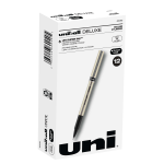 uni-ball Deluxe Rollerball Pens, Fine Point, 0.7 mm, Gold Barrel, Black Ink, Pack Of 12