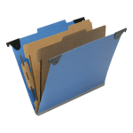 SKILCRAFT 2/5 Tab Cut Letter  Hanging Folder - 1in Folder Capacity - 8 1/2in x 11in - Top Tab Position - 2 Divider(s) - Pressboard, Kraft, Fiber - Royal Blue - 10 / Box - TAA Compliant