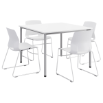 KFI Studios Dailey Square Dining Set With Sled Chairs, White/Silver