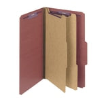 Smead Pressboard Classification Folder, 2 Dividers, Legal Size, 100% Recycled, Red/Brown