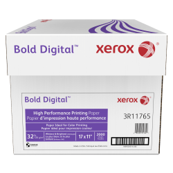 Xerox Bold Digital Printing Paper, Ledger Size (17in x 11in), 100 (U.S.) Brightness, 32 Lb Text (120 gsm), FSC Certified, 500 Sheets Per Ream, Case Of 4 Reams