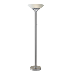 Adesso Expo 300W Torchiere, 71-1/2inH, Frosted Shade/Brushed Steel Base