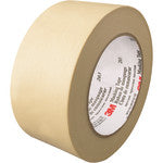 3M 203 Masking Tape, 3in Core, 2in x 180ft, Natural, Pack Of 12