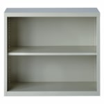 Lorell Fortress Series Steel Modular Shelving Bookcase, 2-Shelf, 30inH x 34-1/2inW x 13inD, Light Gray