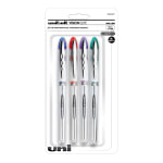 uni-ball Vision Elite Liquid Ink Rollerball Pens, Bold Point, 0.8 mm, White Barrel, Assorted Ink Colors, Pack Of 4