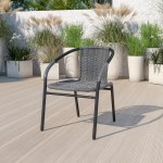 Flash Furniture Rattan Stack Chair, Gray/Black