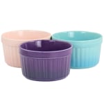 Crock-Pot Thornburg 3-Piece Stoneware Ramekin Set, 12 Oz, Assorted Colors