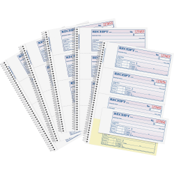 Rediform Receipt Money Collection Forms - 200 Sheet(s) - Book Bound - 2 PartCarbonless Copy - 7in x 2 3/4in Sheet Size - Assorted Sheet(s) - 1 Each