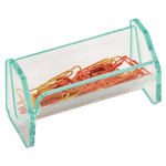 Lorell Acrylic Paper Clip Holder, 4inW x 2inD x 2 1/2inH, Clear/Green Edge