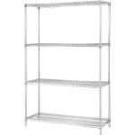 Lorell Industrial Wire Shelving Starter Unit, 48inW x 24inD, Chrome