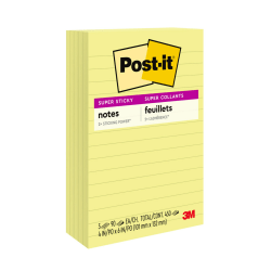 Post-it Super Sticky Notes, 3 in x 3 in, 12 Pads, 90 Sheets/Pad, 2x the Sticking Power, Canary Yellow