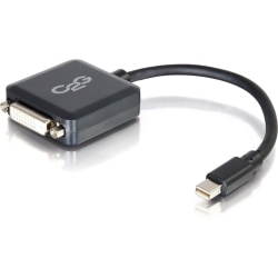 C2G Mini DisplayPort to DVI Adapter - Mini DP to Single Link DVI-D - M/F - DVI/Mini DisplayPort for Notebook, Tablet, Monitor, Video Device - 8in - 1 x Mini DisplayPort Male Thunderbolt - 1 x DVI-D (Single-Link) Female Digital Video - Black