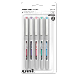 uni-ball Vision Rollerball Pens, Fine Point, 0.7 mm, Assorted Barrels, Assorted Ink Colors, Pack Of 5