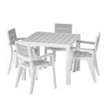 Inval Madeira 5-Piece 4-Seat Square Table And Chair Set, 29inH x 35inW x 35inD, White/Gray