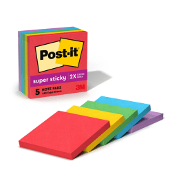 Post-it Super Sticky Notes, 3 in x 5 in, 12 Pads, 90 Sheets/Pad, 2x the Sticking Power, Canary Yellow