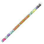 J.R. Moon Pencil Co. Pencils, 2.11 mm, #2 HB Lead, Happy Birthday Glitz, Multicolor, Pack Of 144