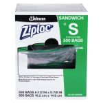 Ziploc Resealable Sandwich Bags, Clear, Box Of 500 Bags