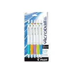 Pilot Acroball Retractable Pens, Fine Point, 0.7 mm, White Barrel, Black Ink, Pack Of 5 Pens