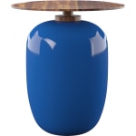 SEI Kenova Round Outdoor Accent Table, 21inH x 17-3/4inW x 17-3/4inD, Acacia/Blue