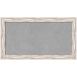 Amanti Art Narrow Magnetic Bulletin Board, Aluminum/Steel, 27in x 15in, Alexandria White Wash Wood Frame