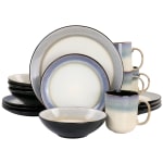 Gibson Elite Rings of Saturn 16-Piece Stoneware Dinnerware Set, Gray