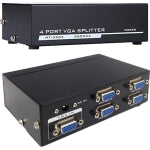 4XEM 4-Port VGA Splitter 350 MHz - 350 MHz to 350 MHz - 2048 x 1536 - 213 ft Maximum Operating Distance - VGA In - VGA Out - Silver Plated - Black