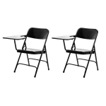 National Public Seating 5200 Series Tablet Arm Folding Chairs, Right Arm, Black, Pack Of 2 Chairs