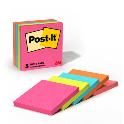 Post-it Notes, 3 in x 3 in, 5 Pads, 100 Sheets/Pad, Clean Removal, Poptimistic Collection