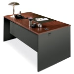 HON 38000 Modular 60inW Computer Desk Shell, Mahogany/Charcoal