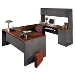 HON 38000 Modular 72inW Computer Desk Shell, Mahogany/Charcoal