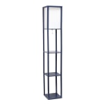 Lalia Home Column Shelf Floor Lamp, 62-3/4inH, Navy/White