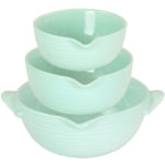 Martha Stewart 3-Piece Vintage Stoneware Prep Batter Bowl Set, Mint