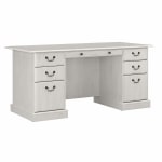 Bush Furniture Saratoga Executive 66inW Computer Desk With Drawers, Linen White Oak, Standard Delivery