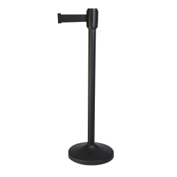 CSL Stanchions With 9ft Retractable Belts, Black, Pack Of 2 Stanchions