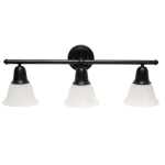 Lalia Home Essentix 3-Light Wall Mounted Vanity Light Fixture, 26-1/2inW, Alabaster White/Black