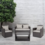 Flash Furniture Aransas Series 4-Piece Patio Set, Black