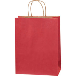 Partners Brand Tinted Shopping Bags, 13inH x 10inW x 5inD, Scarlet, Case Of 250