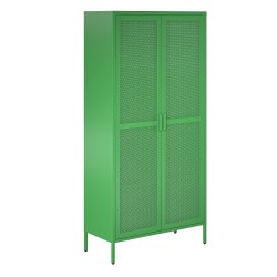 Ameriwood Home Novogratz Channing Tall 2-Door Mesh Metal Locker Cabinet, 72-13/16inH x 35-3/8inW x 15-3/4inD, Kelly Green