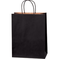 Partners Brand Tinted Shopping Bags, 13inH x 10inW x 5inD, Black, Case Of 250