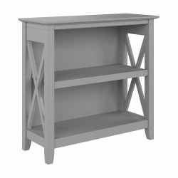 Bush Furniture Key West Small 30inH 2-Shelf Bookcase, Cape Cod Gray, Standard Delivery