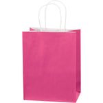 Partners Brand Tinted Paper Shopping Bags, 10 1/4inH x 8inW x 4 1/2inD, Cerise, Case Of 250