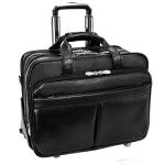 McKlein Roosevelt Detachable-Wheeled Leather Laptop Case, Black